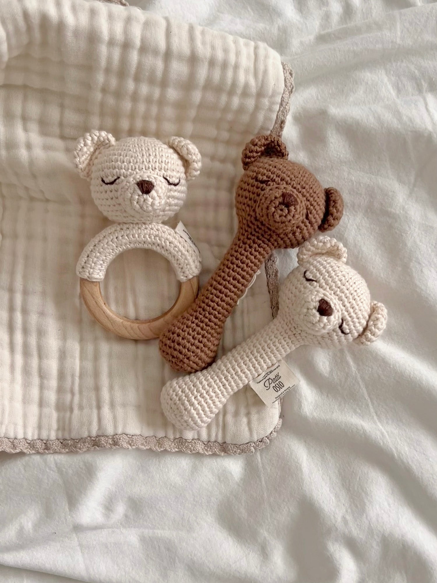 Patti Oslo Bo the Bear Rattle | with bell Teething Rings & Rattles & Baby Gym Toys