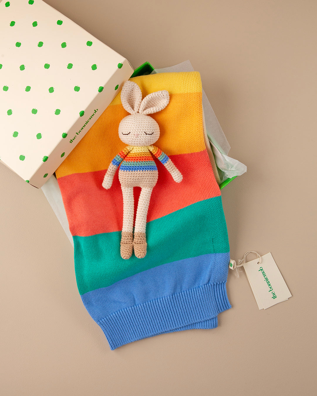Patti Oslo Bonnie Bunny Soft Toy - Rainbow Stripe | Patti Oslo x the Bonniemob