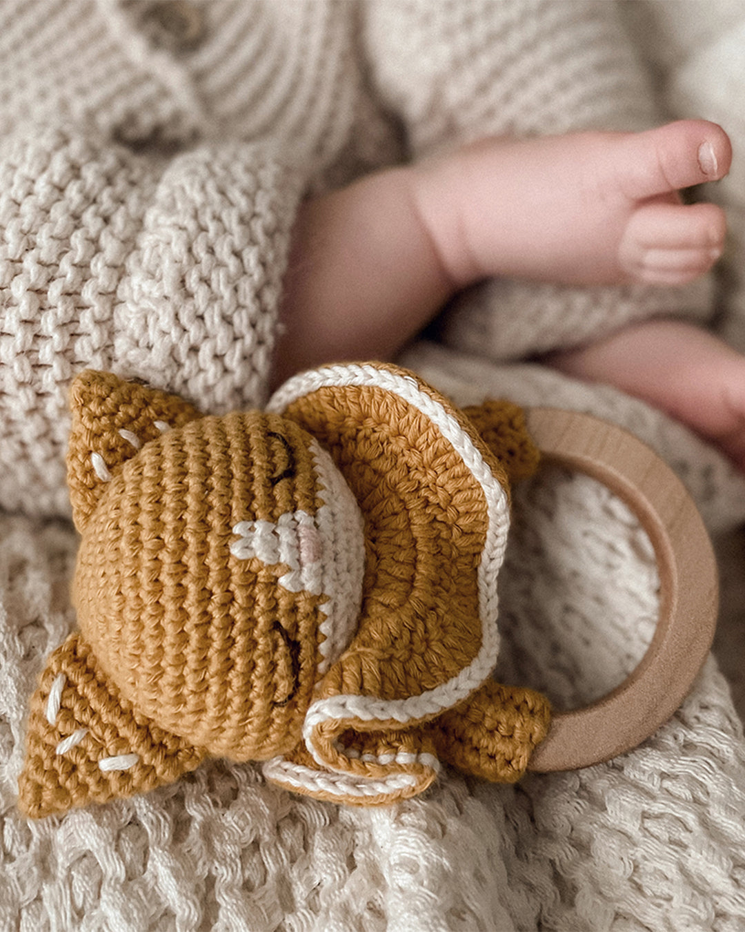 Patti Oslo Chloe the Cat Teething Ring | with bell Teething Rings & Rattles & Baby Gym Toys