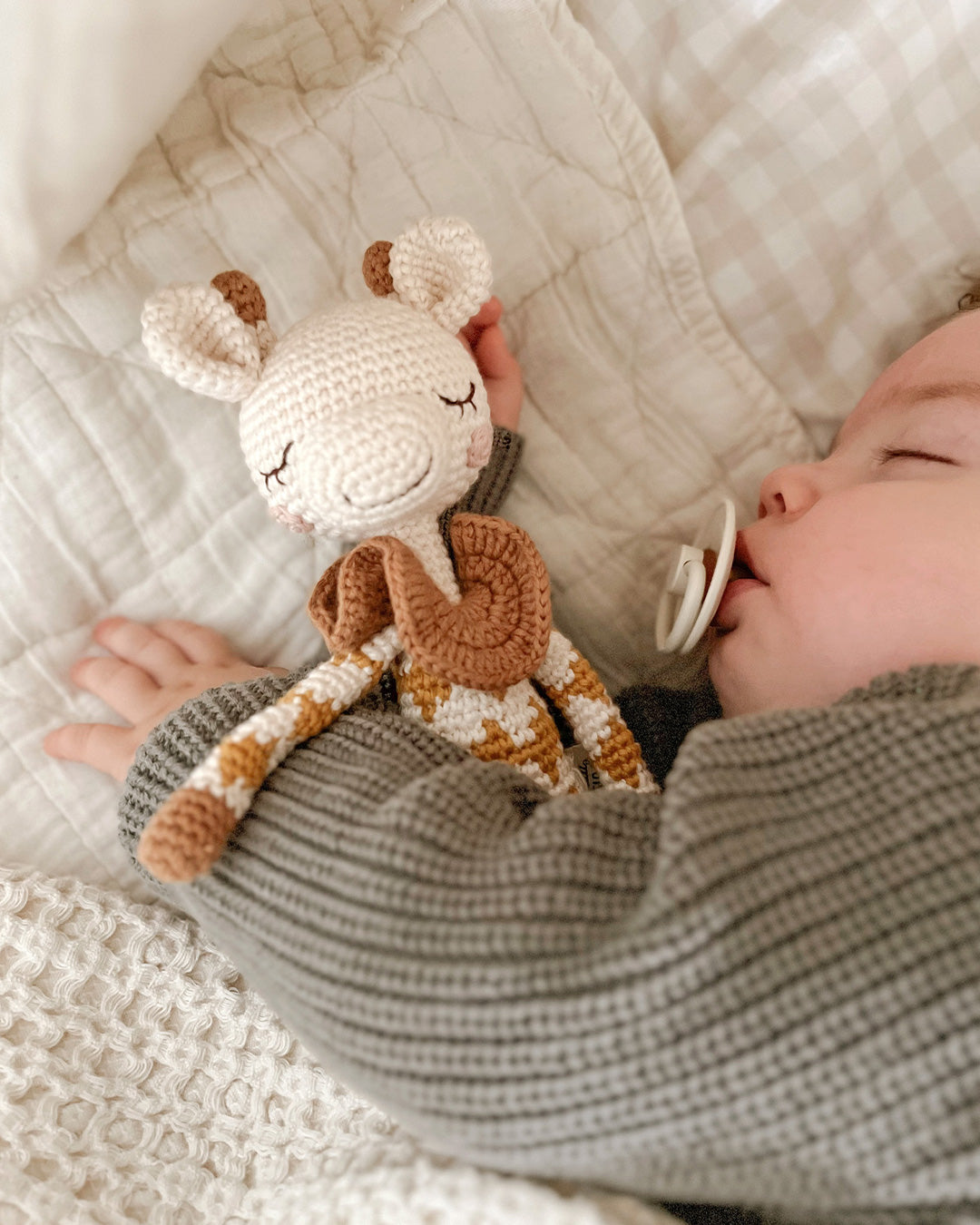 Patti Oslo Goldie Giraffe | ochre overall Organic Soft Toys