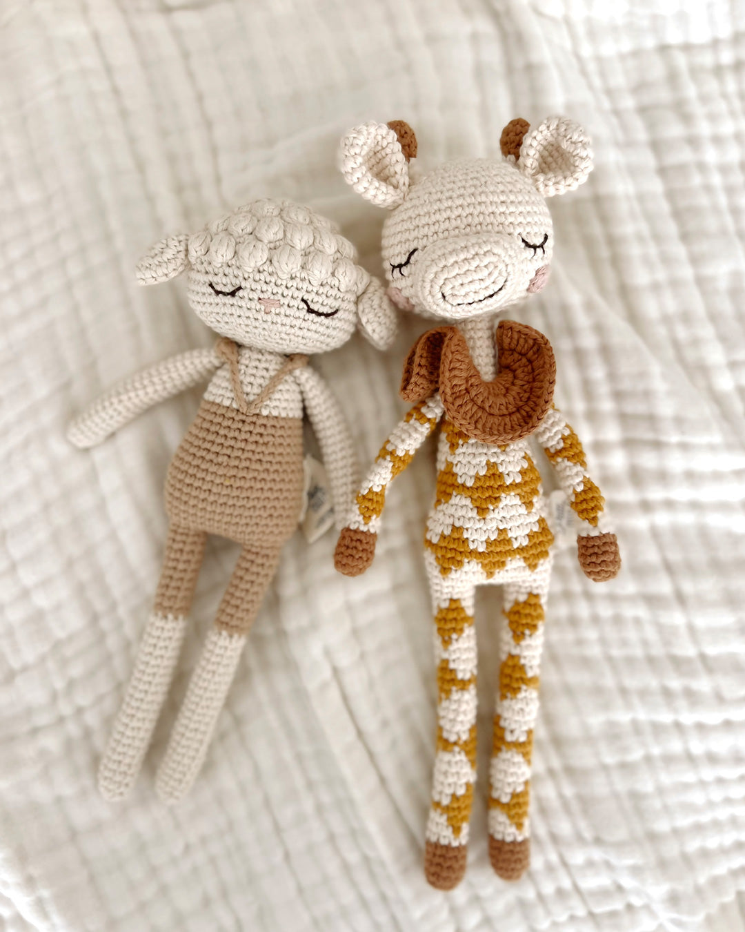 Patti Oslo Goldie Giraffe | ochre overall Organic Soft Toys