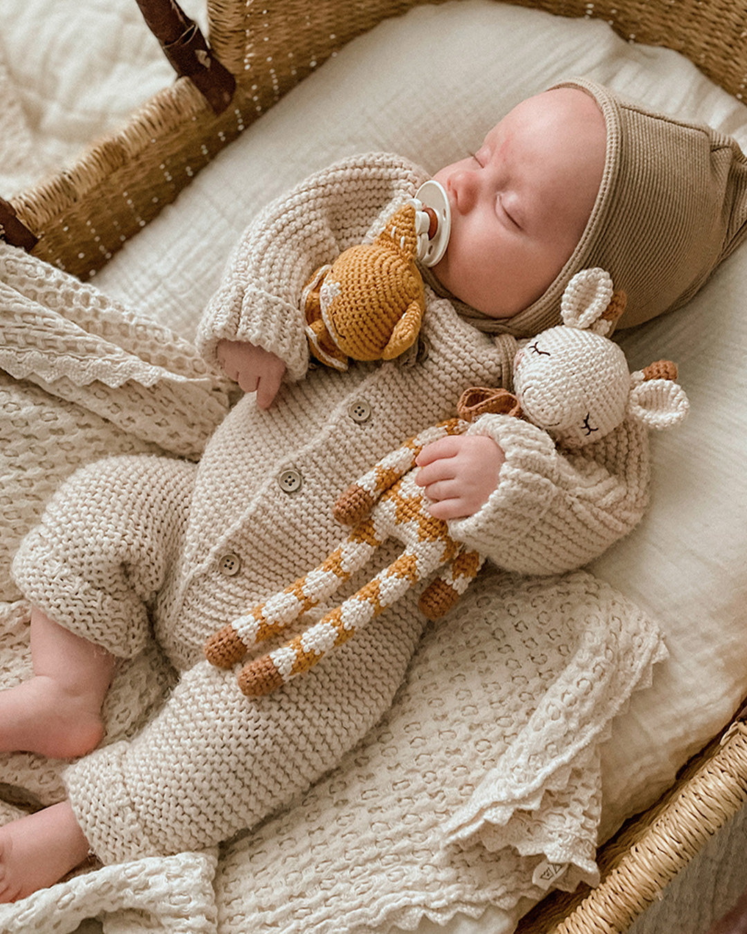 Patti Oslo Goldie Giraffe | ochre overall Organic Soft Toys