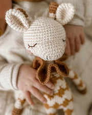Patti Oslo Goldie Giraffe | ochre overall Organic Soft Toys