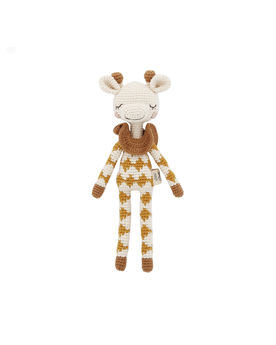 Patti Oslo Goldie Giraffe | ochre overall Organic Soft Toys