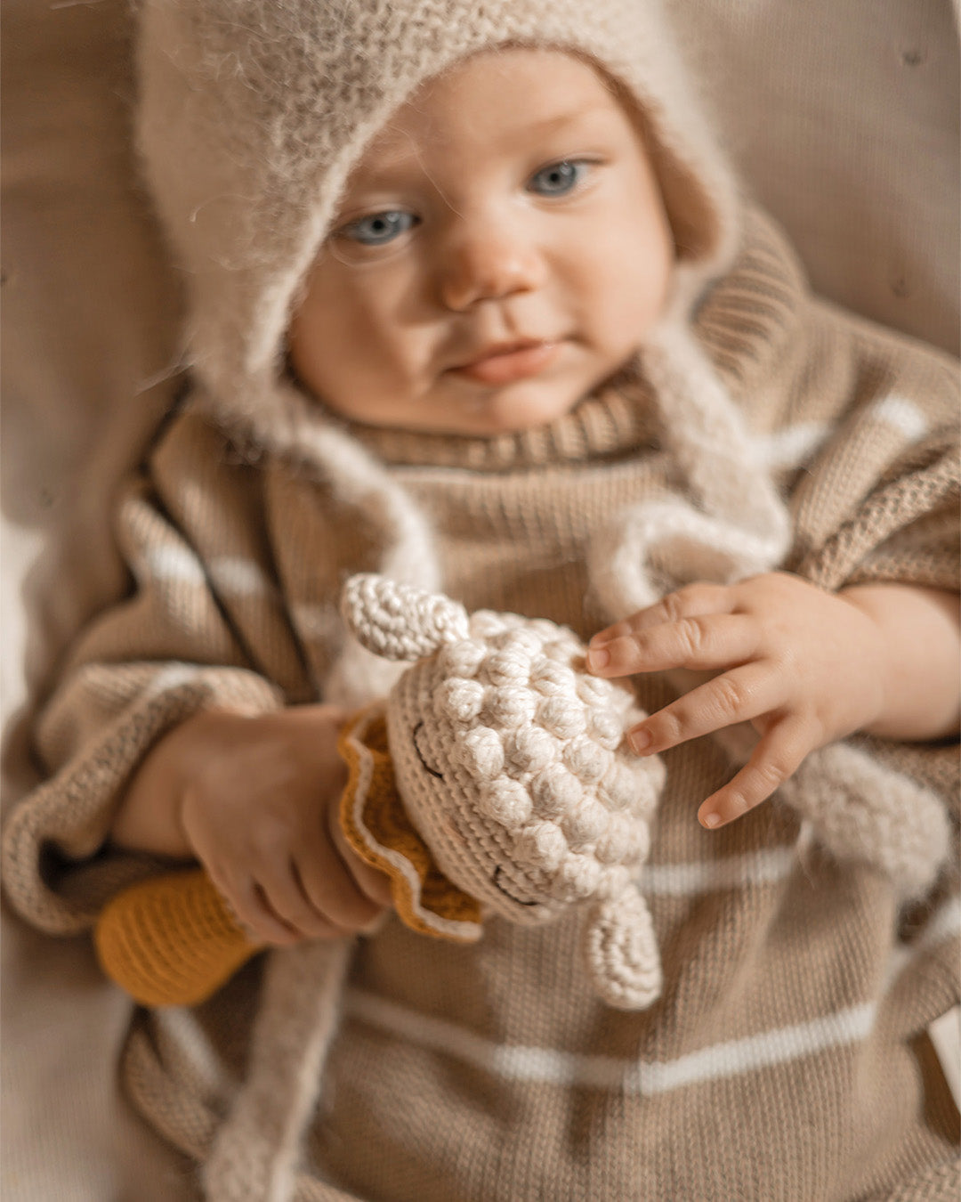 Patti Oslo Lamb Rattle | ochre Teething Rings & Rattles & Baby Gym Toys