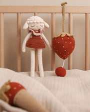 Patti Oslo Luna Lamb | rose striped collar Organic Soft Toys