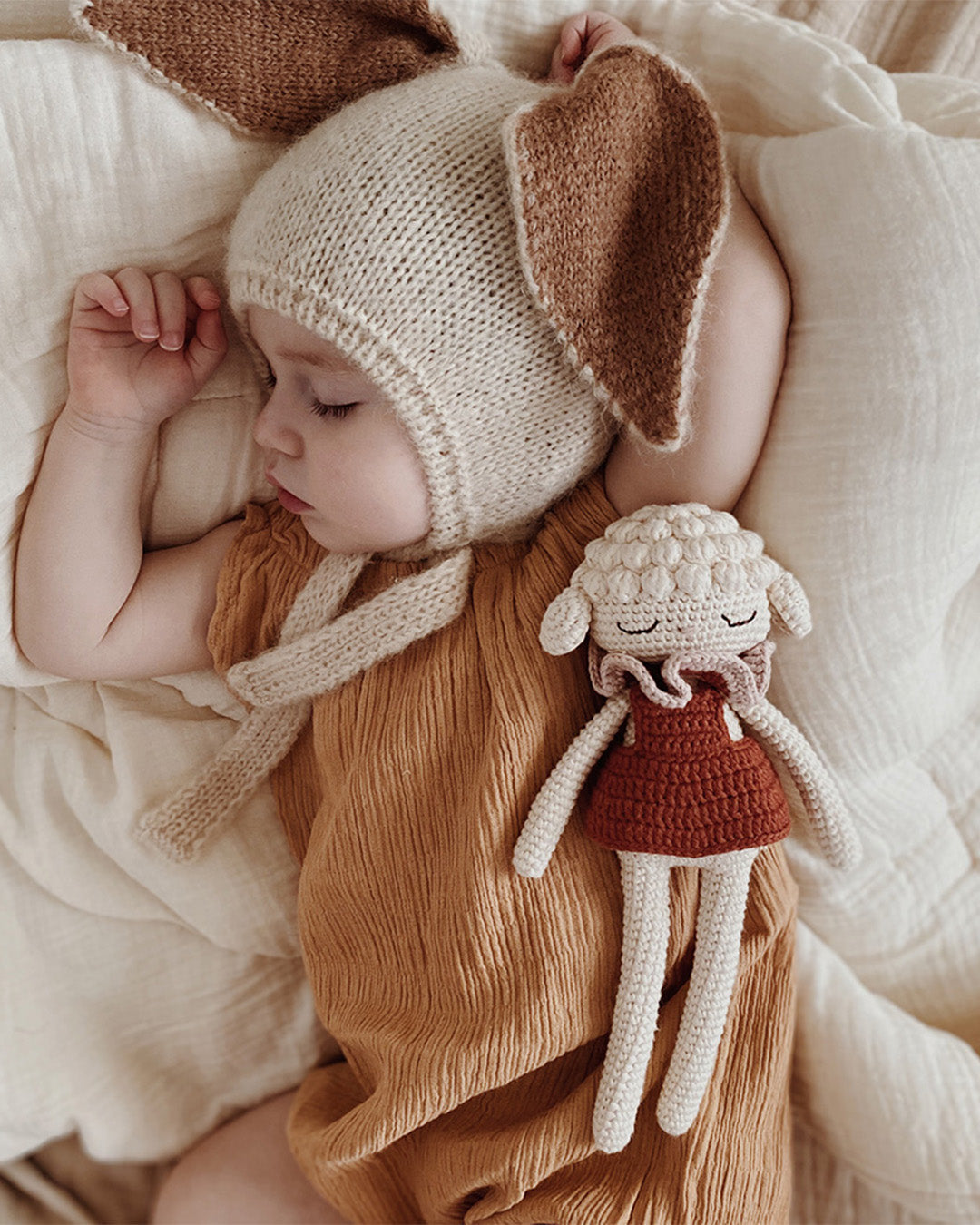 Patti Oslo Luna Lamb | rose striped collar Organic Soft Toys