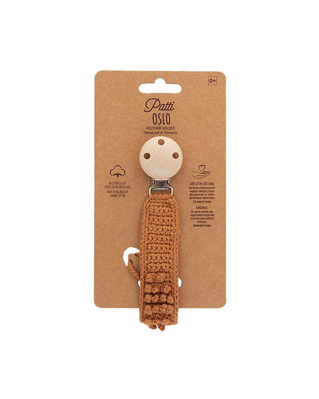 Patti Oslo Pacifier Clip Organic Cotton | caramel Pacifier Clips