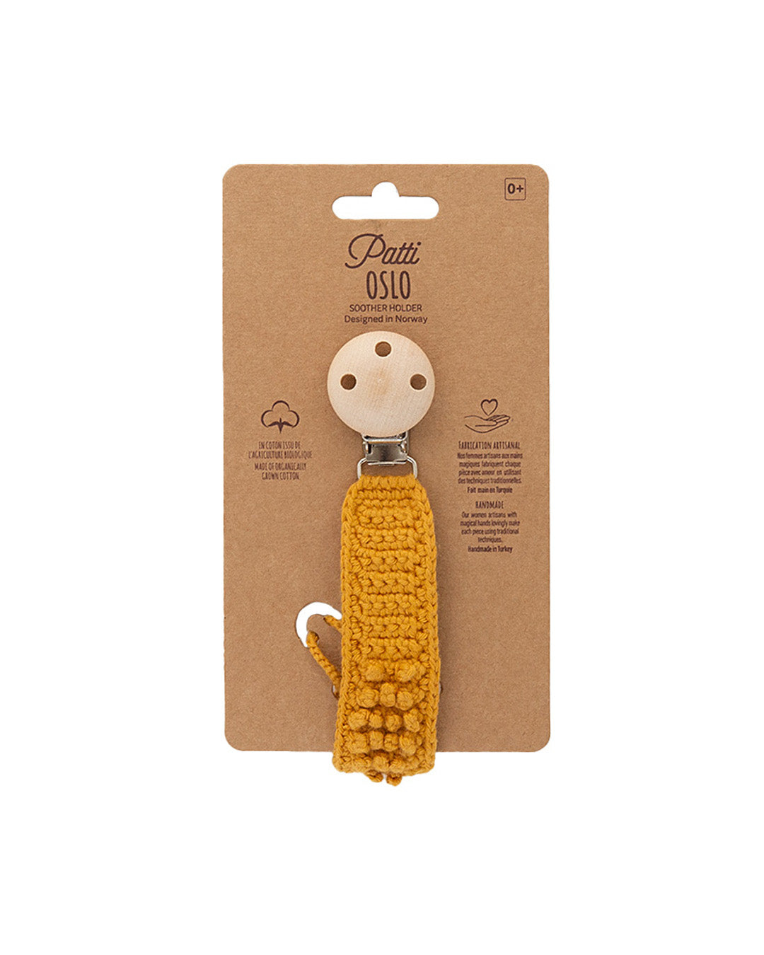 Patti Oslo Pacifier Clip Organic Cotton | ochre Pacifier Clips