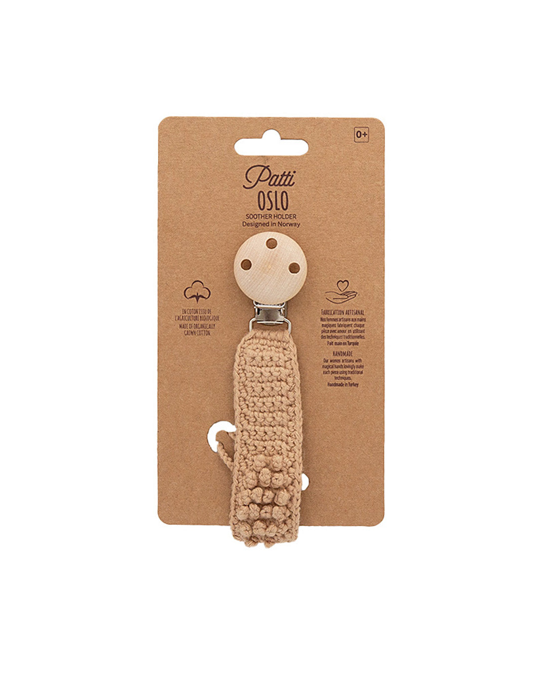 Patti Oslo Pacifier Clip Organic Cotton | sand Pacifier Clips