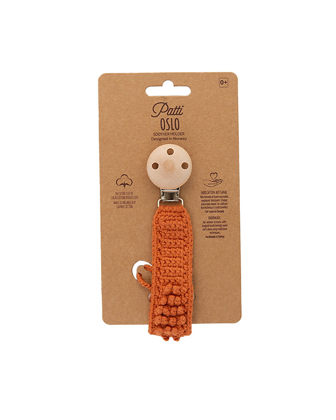 Patti Oslo Pacifier Clip Organic Cotton | terracotta Pacifier Clips