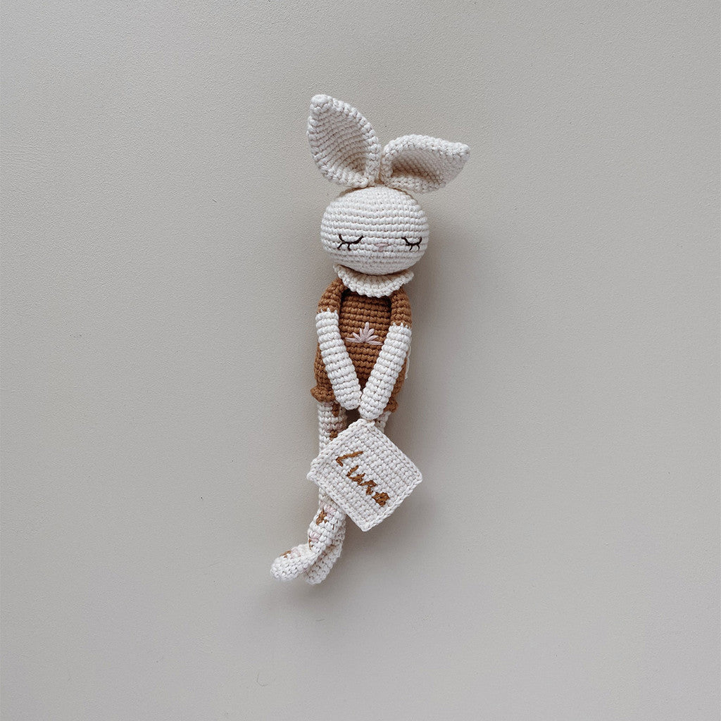 Patti Oslo Personalised Personalised Bonnie Bunny | rosa flower tights Organic Soft Toys