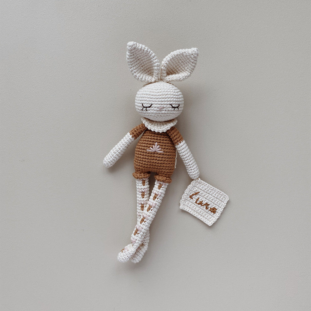 Patti Oslo Personalised Personalised Bonnie Bunny | rosa flower tights Organic Soft Toys