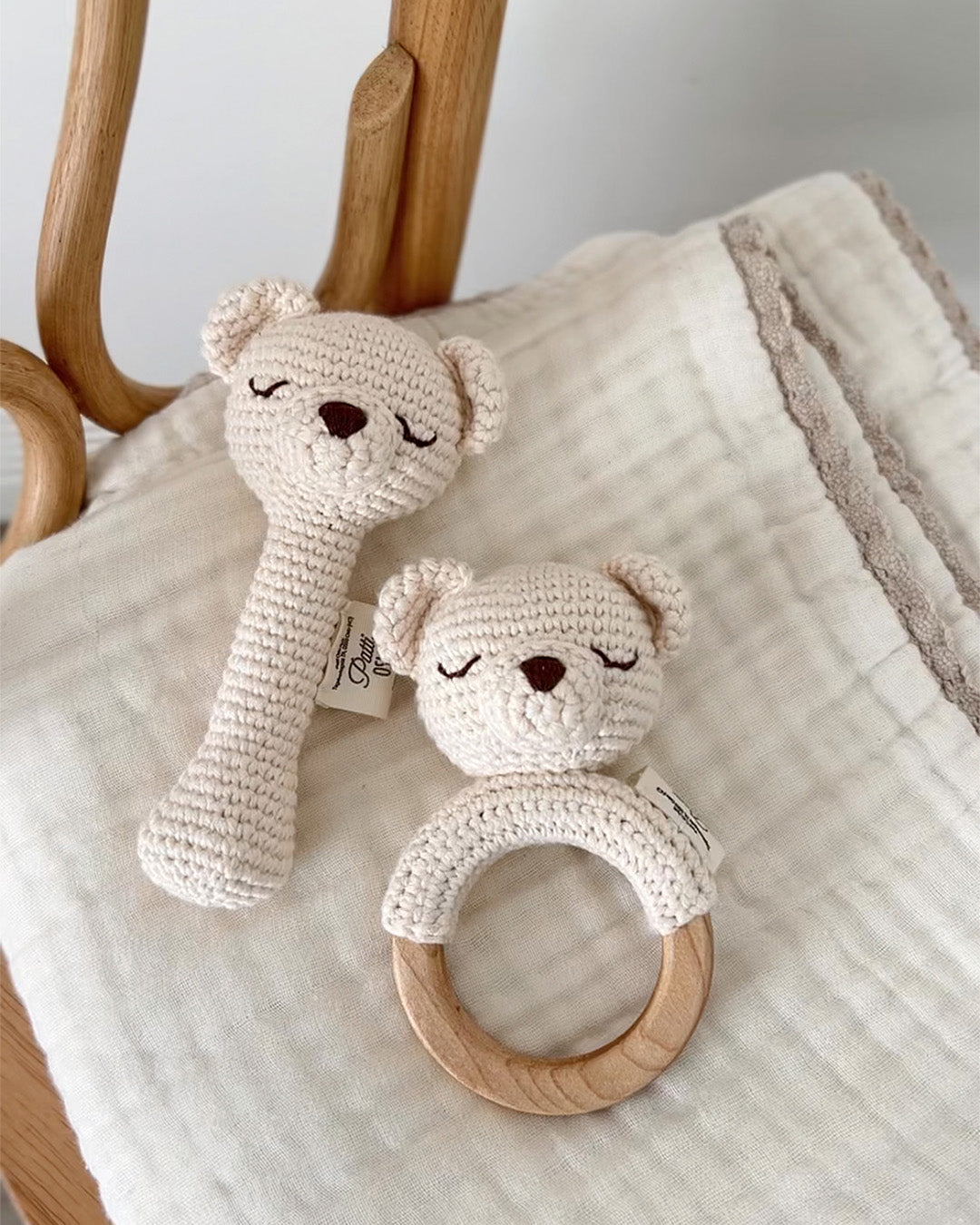 Patti Oslo Polar Bear Teething Ring | cream Teething Rings & Rattles & Baby Gym Toys