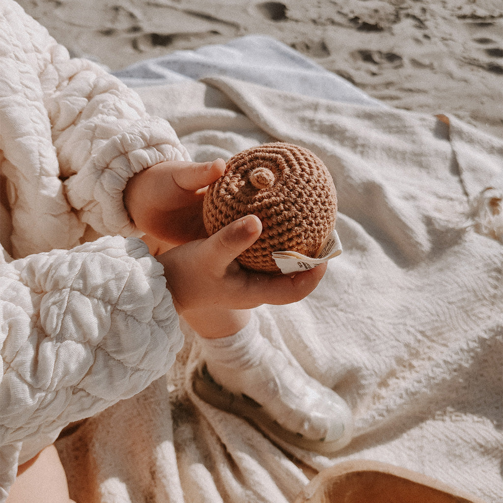 Patti Oslo Apple Rattle | brownish Teething Rings & Rattles & Baby Gym Toys