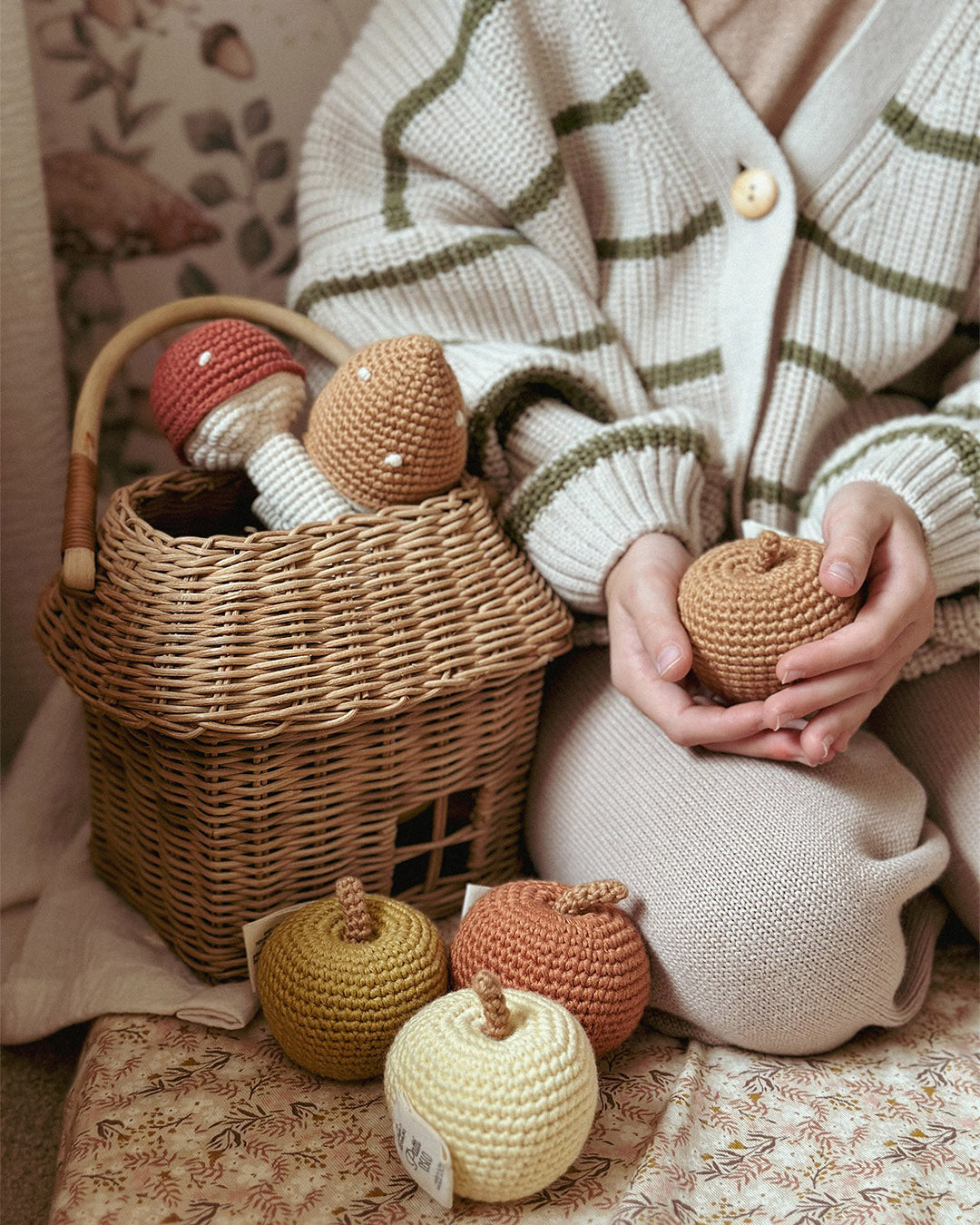 Patti Oslo Apple Rattle | brownish Teething Rings & Rattles & Baby Gym Toys