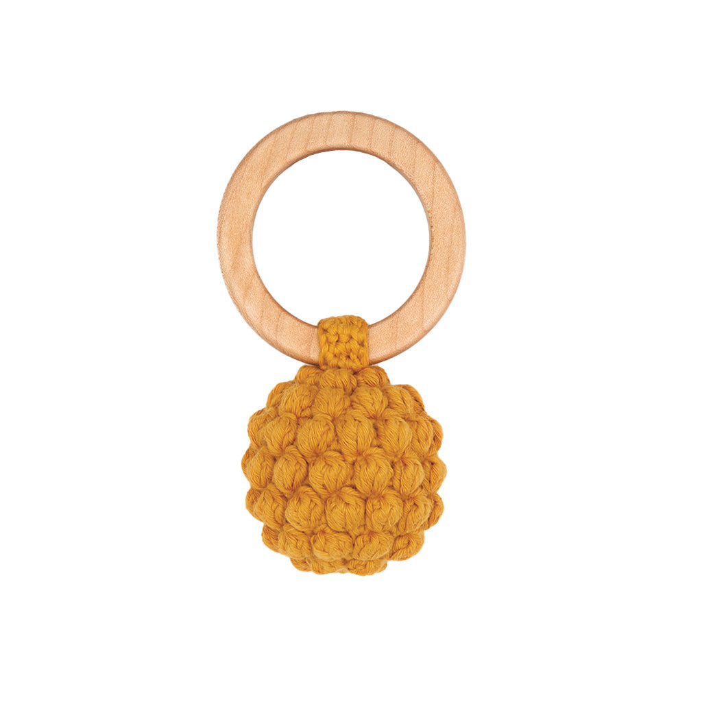 Patti Oslo Berry Teething Ring | ochre with bell Teething Rings & Rattles & Baby Gym Toys
