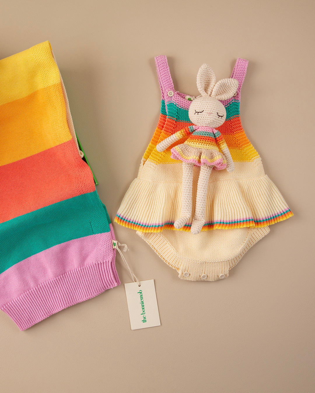 Patti Oslo Bonnie Ballerina Bunny Soft Toy - Pink Rainbow | Patti Oslo x the Bonniemob 