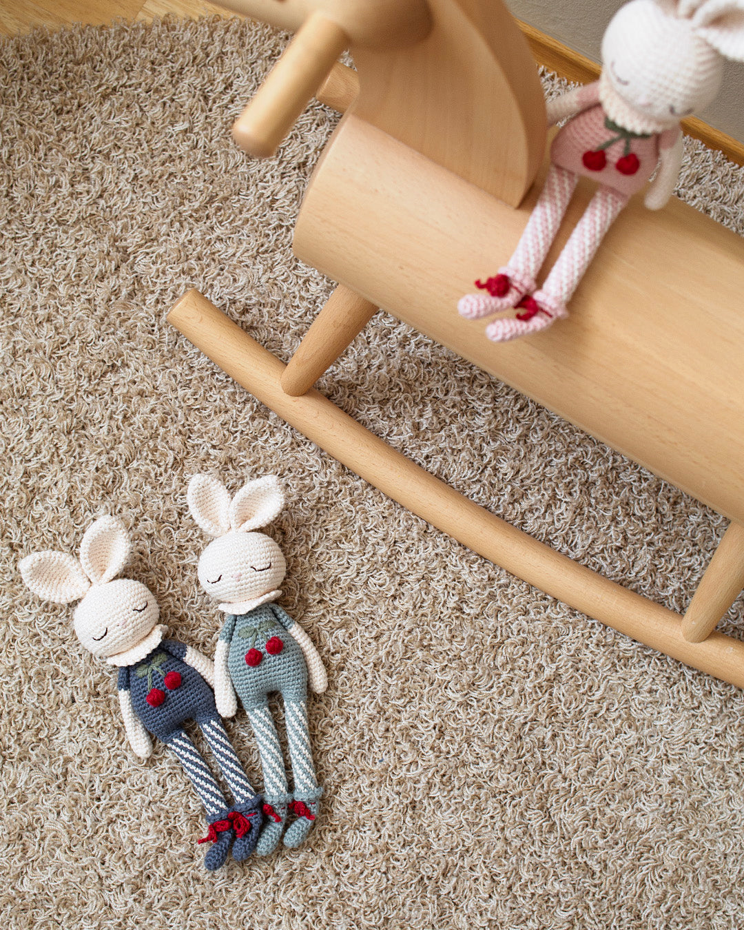 Patti Oslo Britney Bunny Cherry Blossom I baby blue Organic Soft Toys