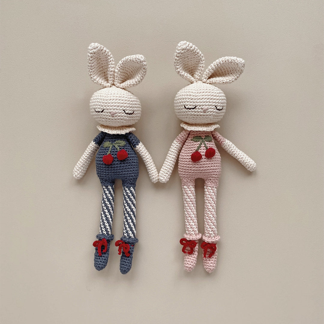Patti Oslo Britney Bunny Cherry Blossom I indigo blue Organic Soft Toys