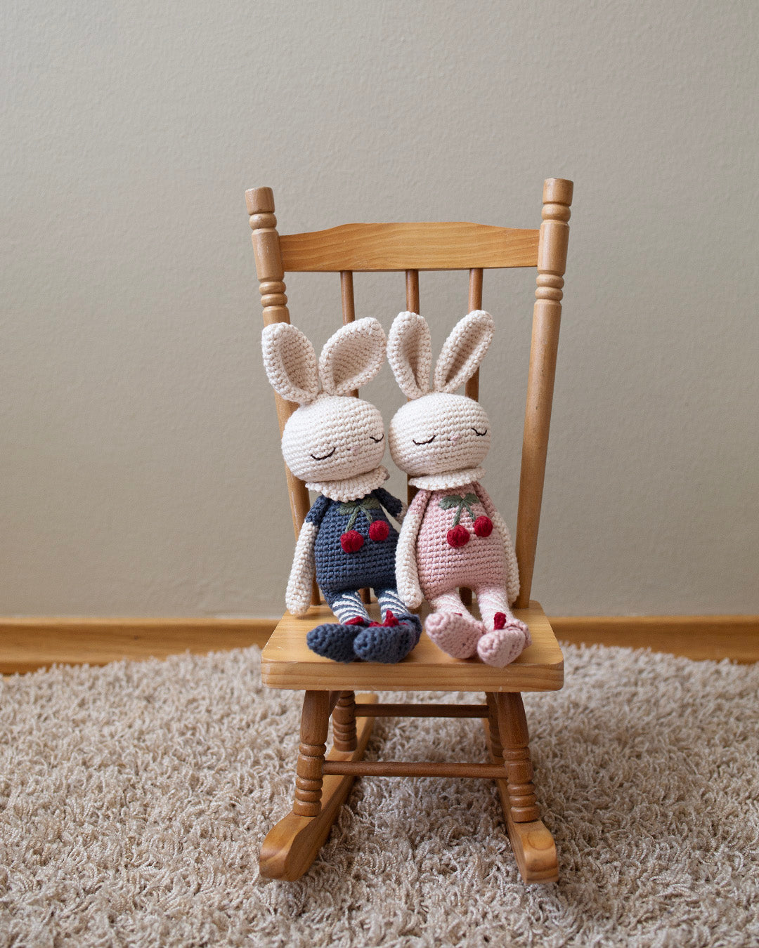 Patti Oslo Britney Bunny Cherry Blossom I indigo blue Organic Soft Toys