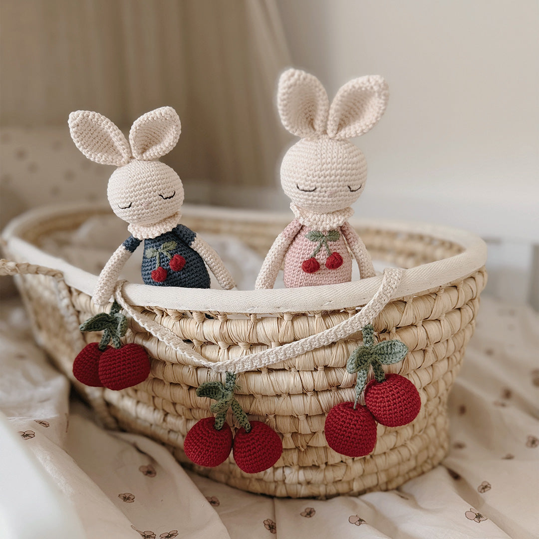 Patti Oslo Britney Bunny Cherry Blossom I indigo blue Organic Soft Toys