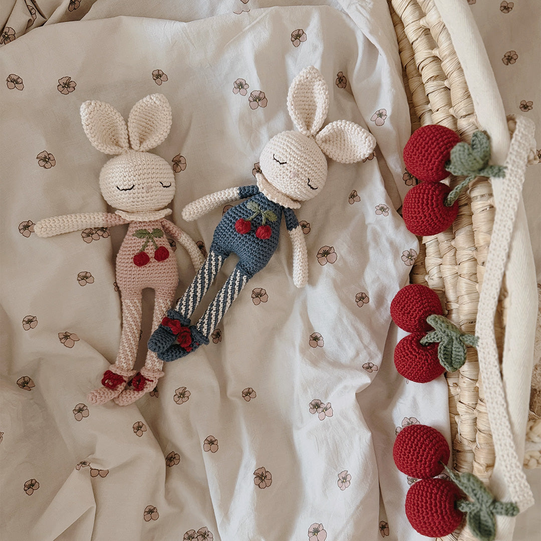 Patti Oslo Britney Bunny Cherry Blossom I indigo blue Organic Soft Toys