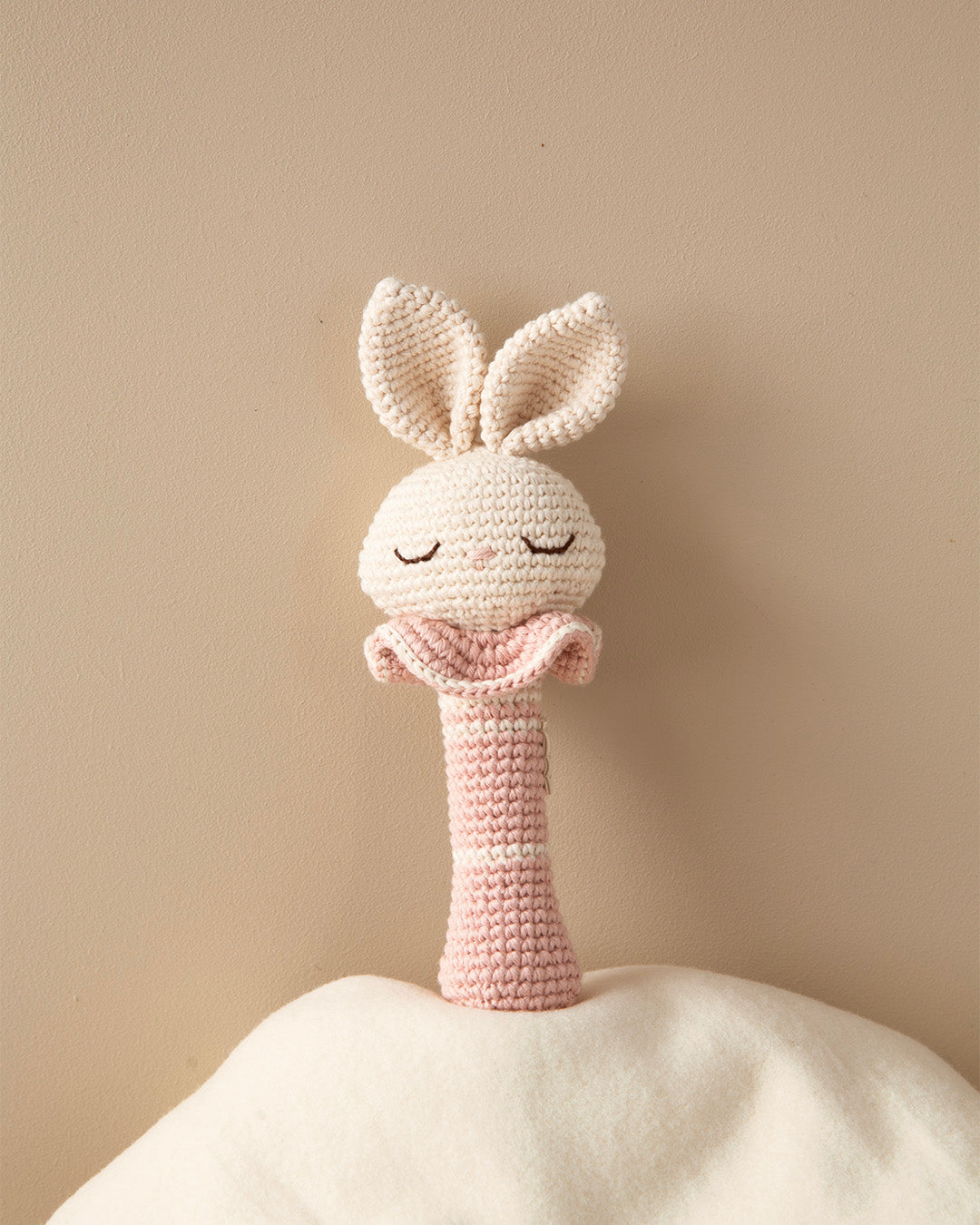 Patti Oslo Bunny Rattle | rosa with bell Teething Rings & Rattles & Baby Gym Toys