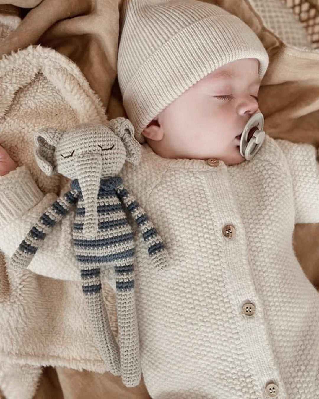 Patti Oslo Ellie Elephant | striped raf Organic Soft Toys