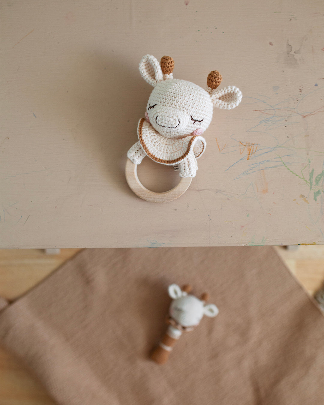 Patti Oslo Goldie the Giraffe Teething Ring I caramel Teething Rings & Rattles & Baby Gym Toys