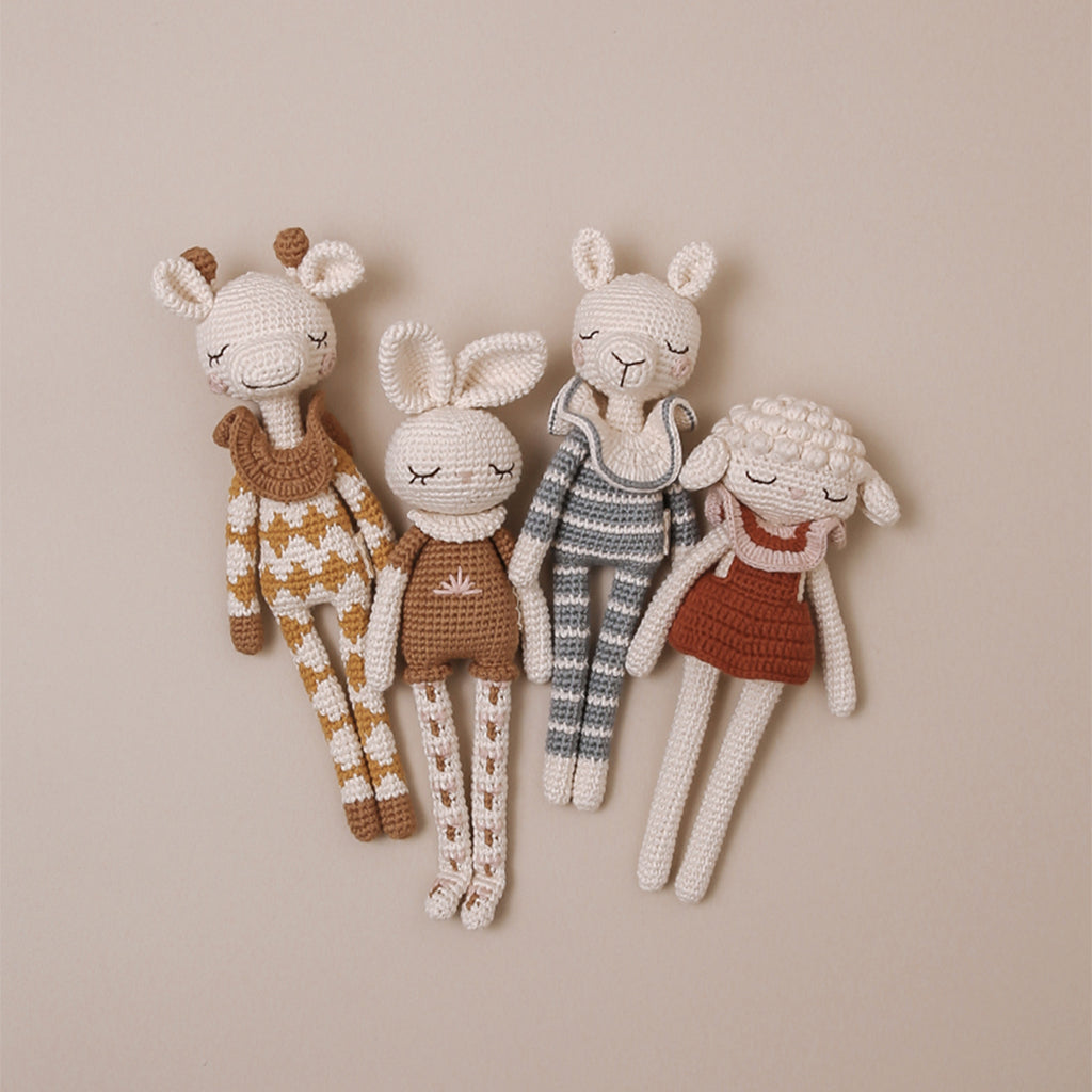 Patti Oslo Luna Lamb | rose striped collar Organic Soft Toys
