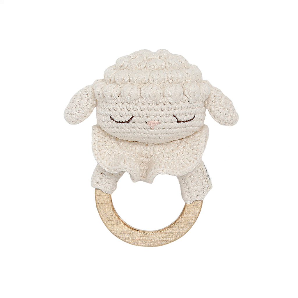 Patti Oslo Lamb the Teething Ring | ecru with bell Teething Rings & Rattles & Baby Gym Toys