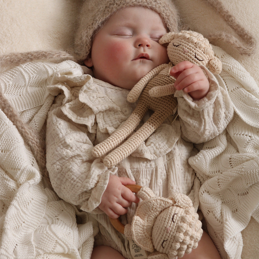 Patti Oslo Lamb the Teething Ring | ecru with bell Teething Rings & Rattles & Baby Gym Toys