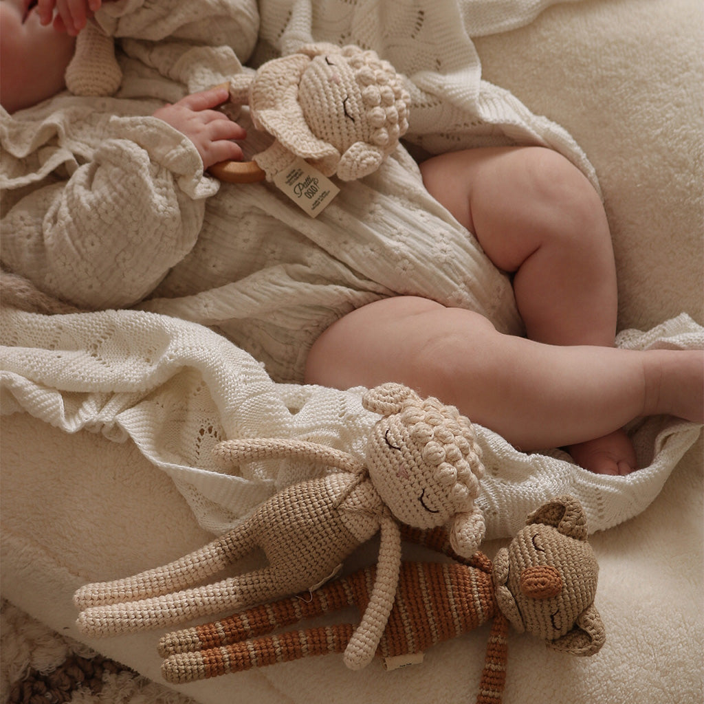 Patti Oslo Lamb the Teething Ring | ecru with bell Teething Rings & Rattles & Baby Gym Toys