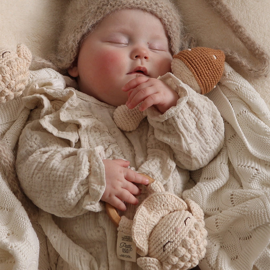 Patti Oslo Lamb the Teething Ring | ecru with bell Teething Rings & Rattles & Baby Gym Toys