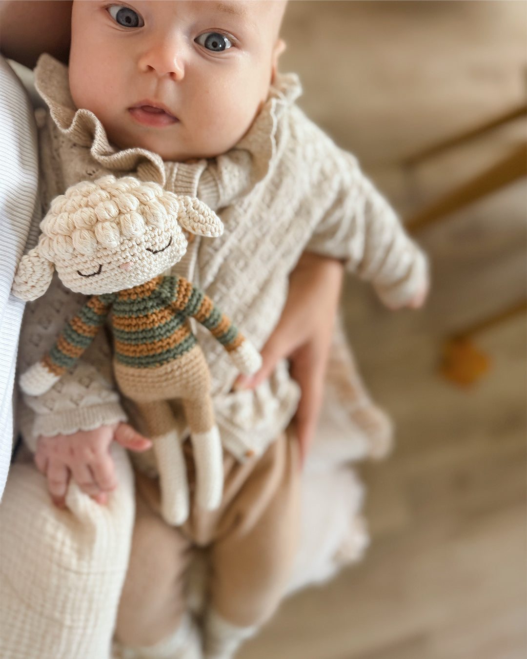 Patti Oslo Lara Lamb | caramel striped sweater Organic Soft Toys
