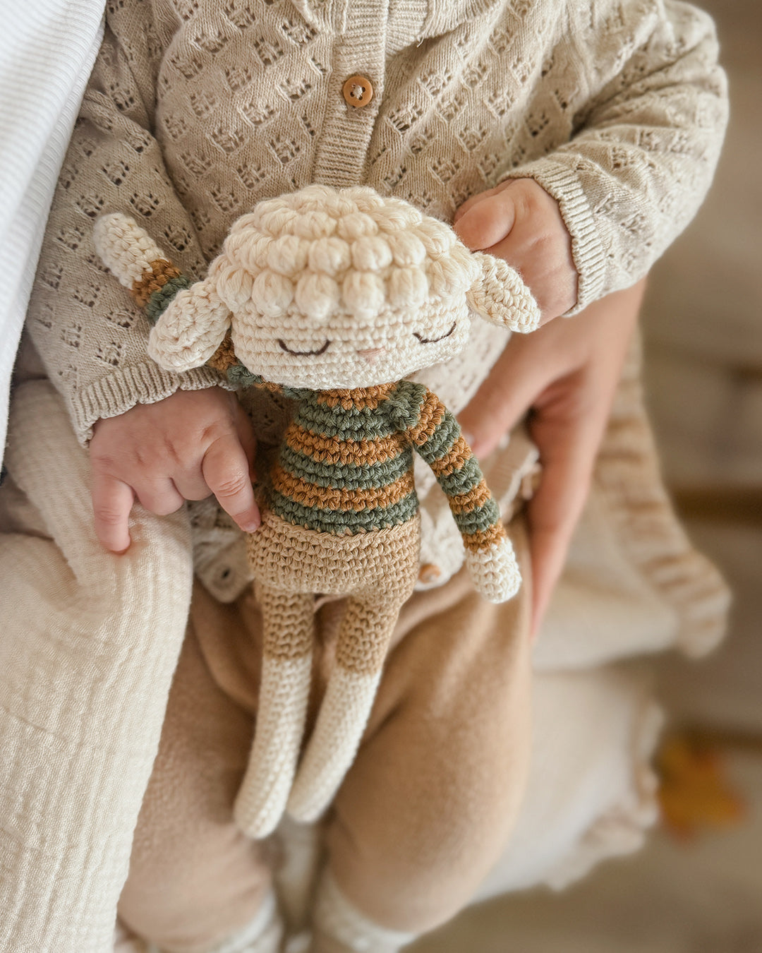 Patti Oslo Lara Lamb | caramel striped sweater Organic Soft Toys