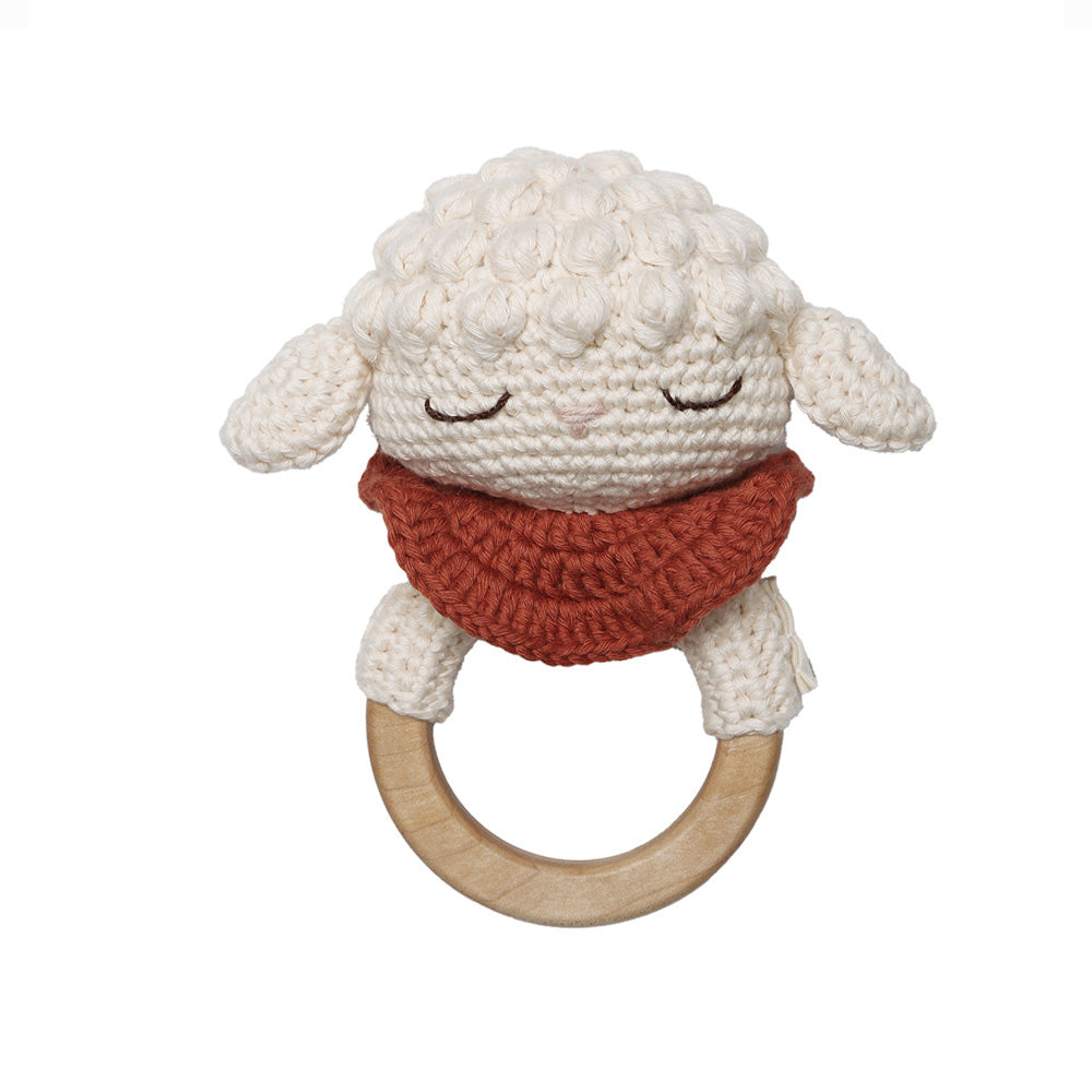 Patti Oslo Luka the Lamb Teething Ring I cherry red Teething Rings & Rattles & Baby Gym Toys