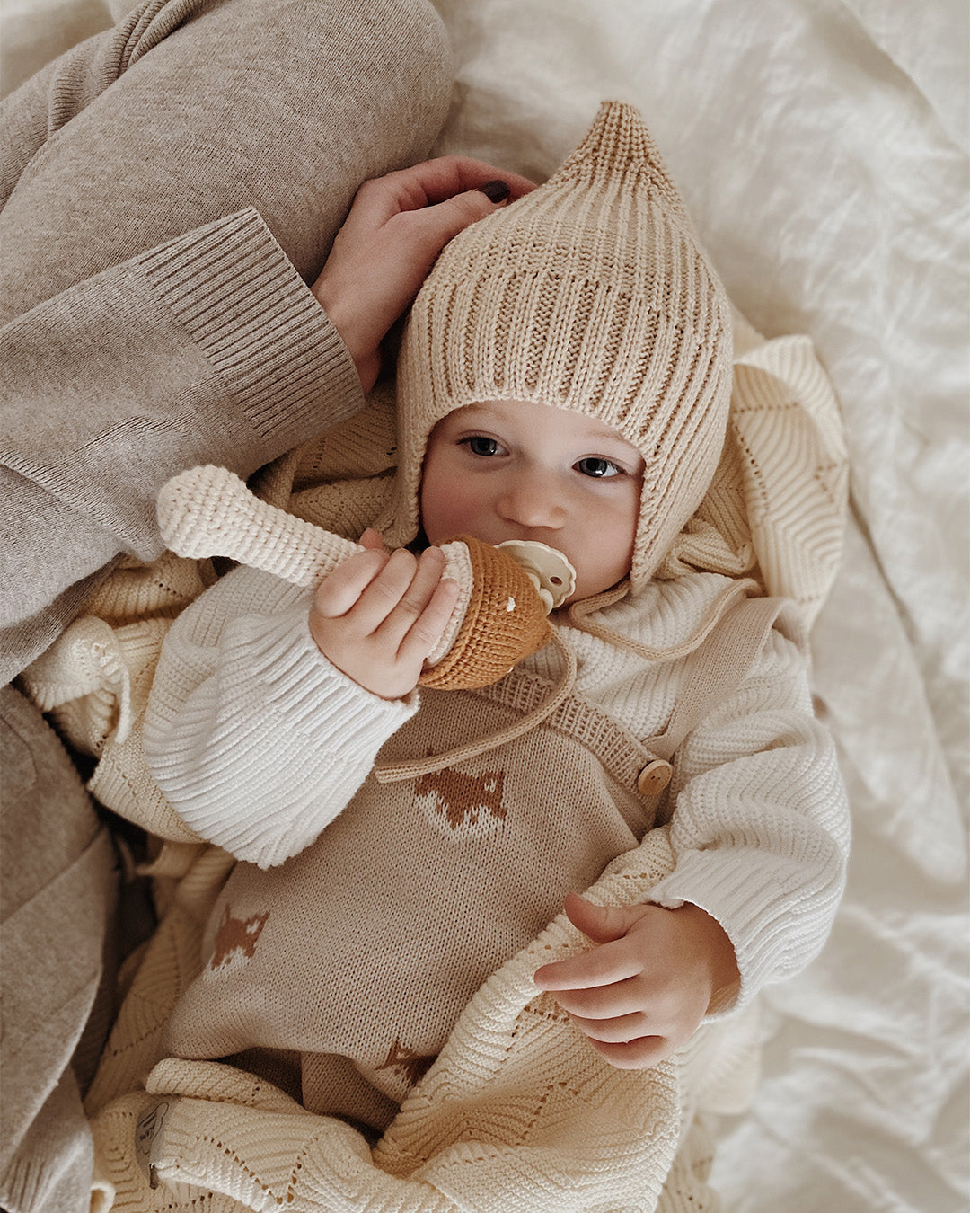 Patti Oslo Mushroom Rattle caramel | with bell Teething Rings & Rattles & Baby Gym Toys