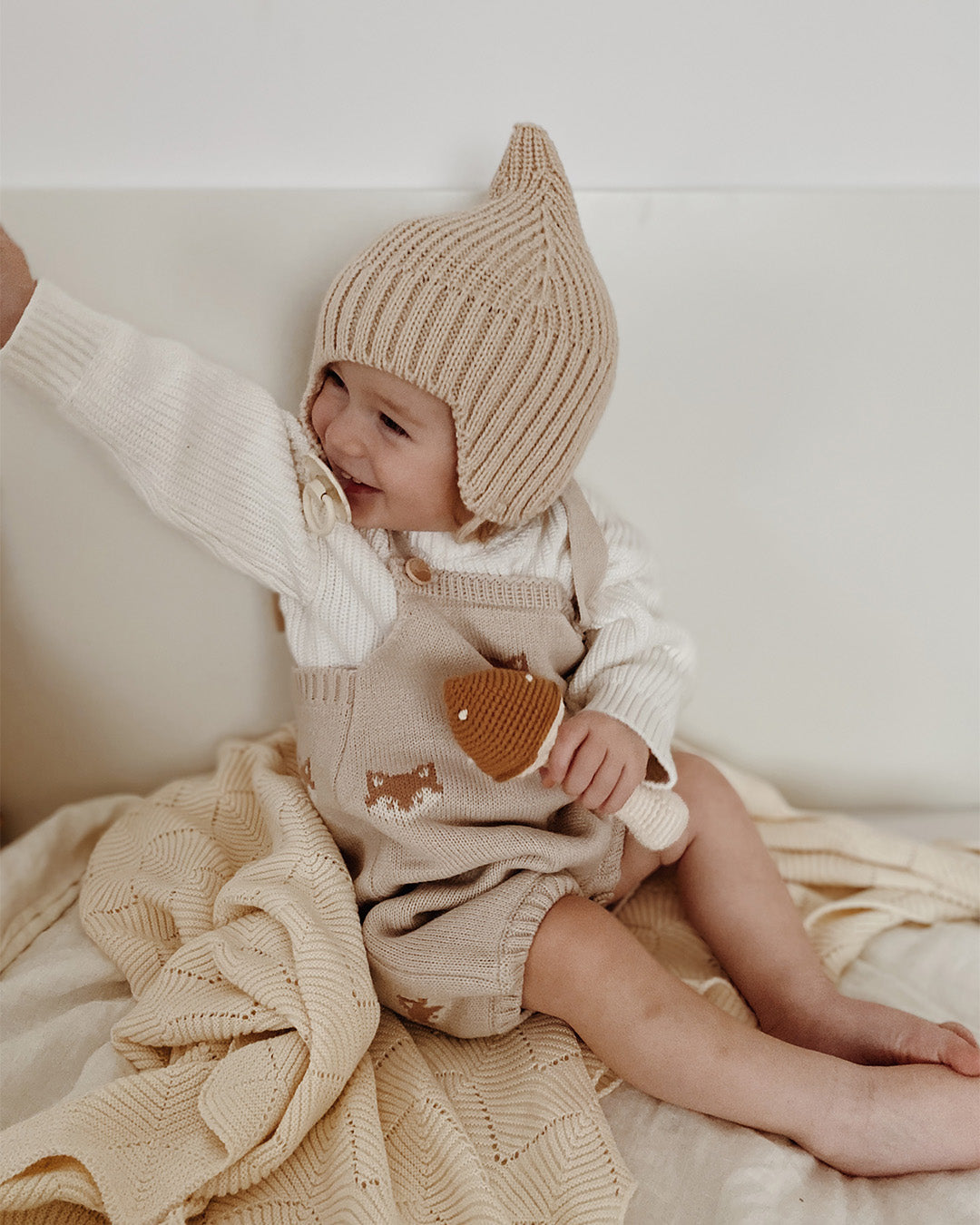Patti Oslo Mushroom Rattle caramel | with bell Teething Rings & Rattles & Baby Gym Toys