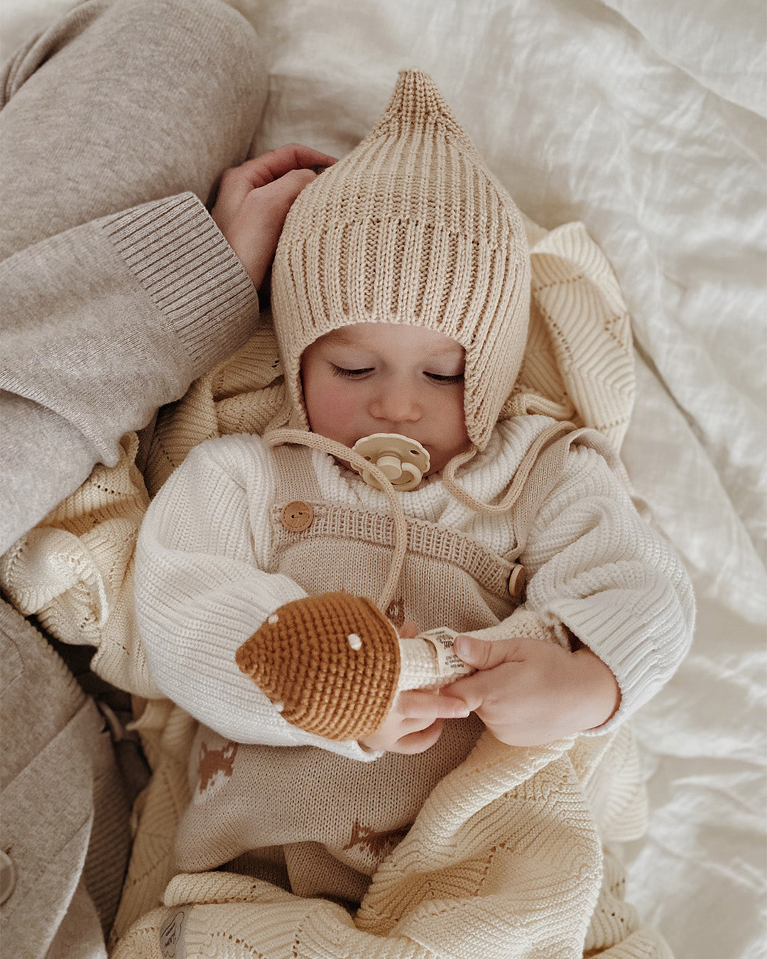 Patti Oslo Mushroom Rattle caramel | with bell Teething Rings & Rattles & Baby Gym Toys