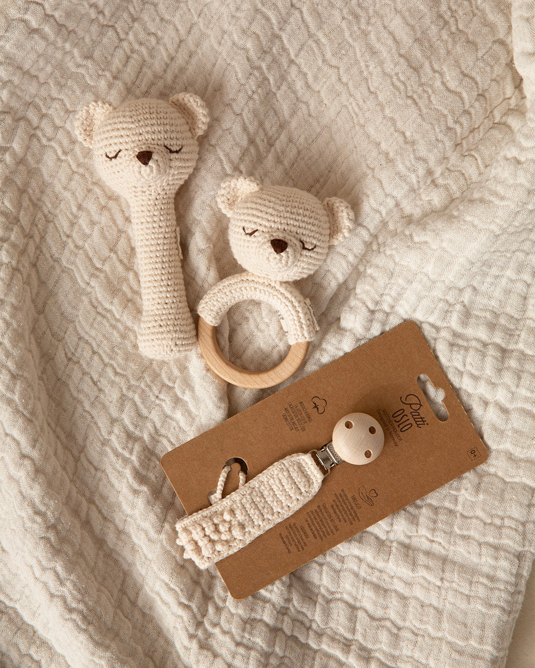 Patti Oslo Pacifier Clip Organic Cotton | cream Pacifier Clips