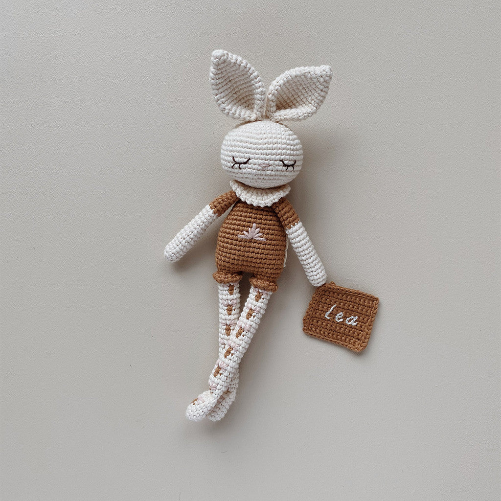Patti Oslo Personalised Personalised Bonnie Bunny | rosa flower tights Organic Soft Toys