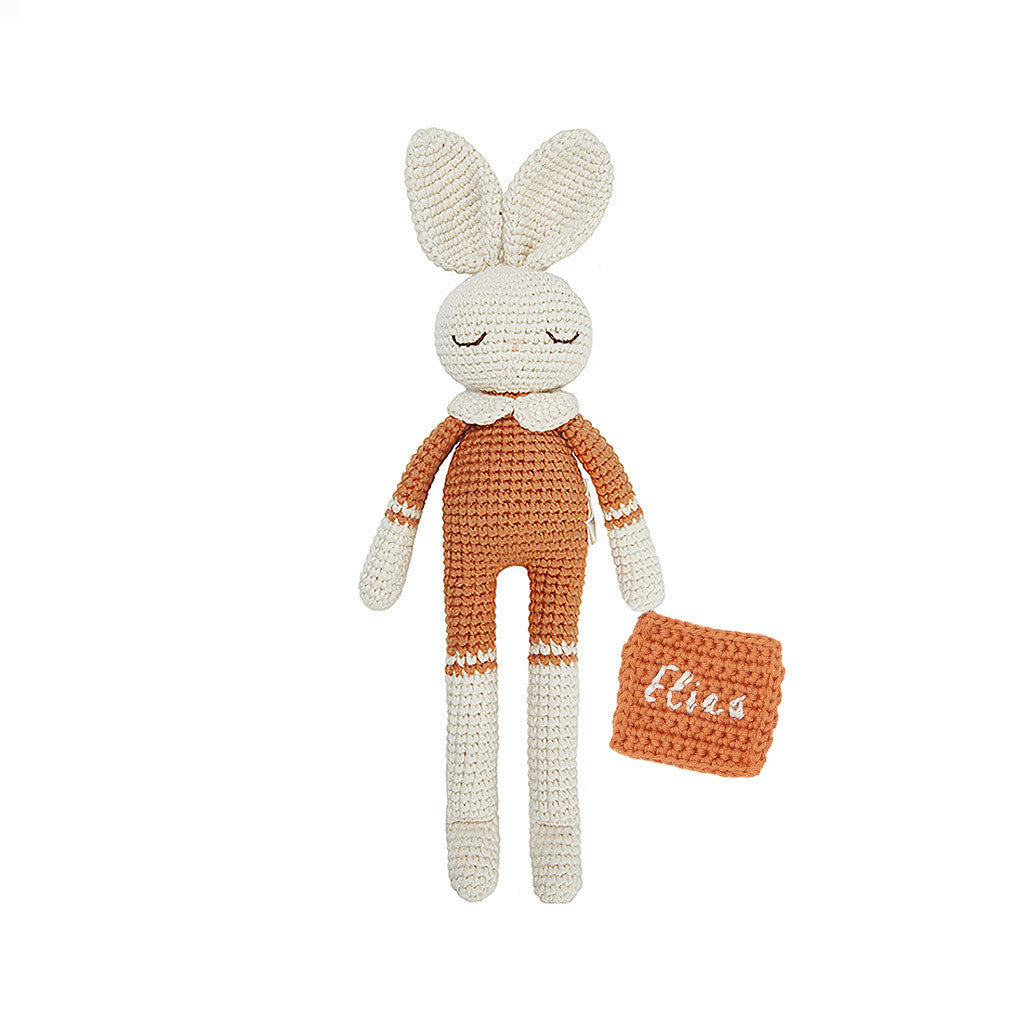 Patti Oslo Personalised Personalised Bunny | terracotta Organic Soft Toys