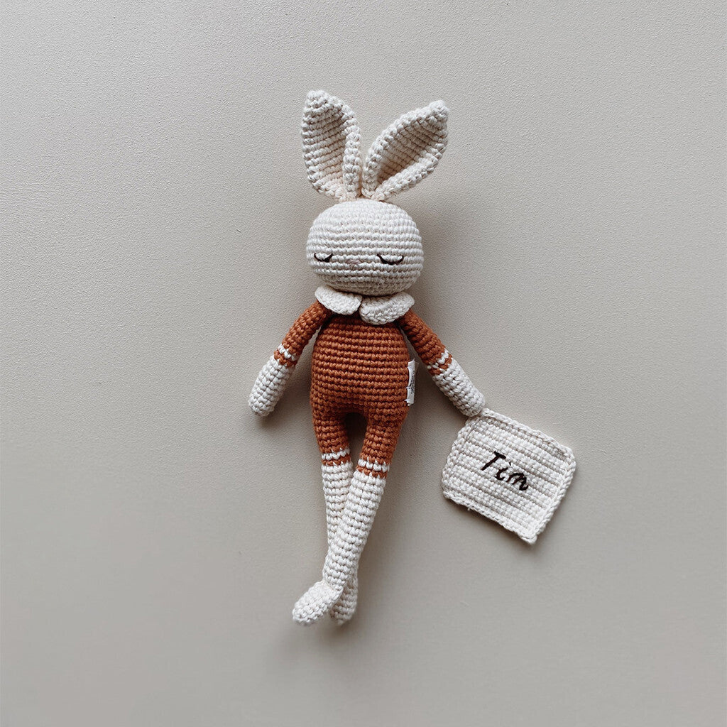 Patti Oslo Personalised Personalised Bunny | terracotta Organic Soft Toys