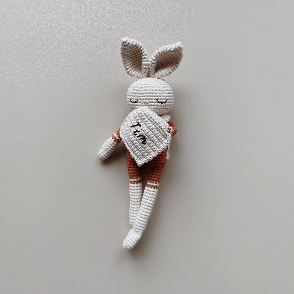 Patti Oslo Personalised Personalised Bunny | terracotta Organic Soft Toys