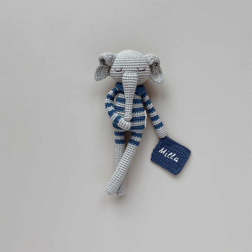 Patti Oslo Personalised Personalised Ellie Elephant | striped raf Organic Soft Toys