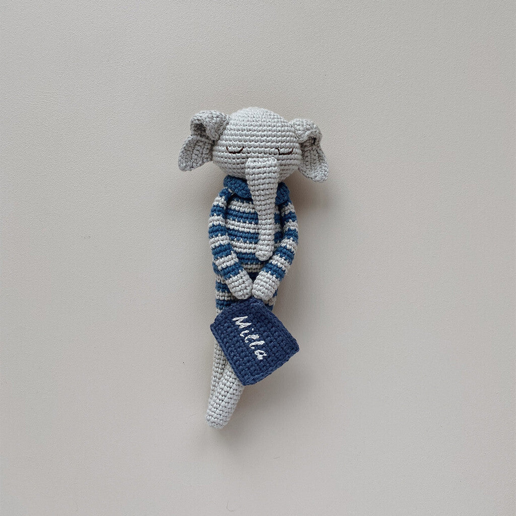 Patti Oslo Personalised Personalised Ellie Elephant | striped raf Organic Soft Toys