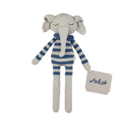 Patti Oslo Personalised Personalised Ellie Elephant | striped raf Organic Soft Toys