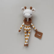 Patti Oslo Personalised Personalised Goldie Giraffe | ochre overall Organic Soft Toys